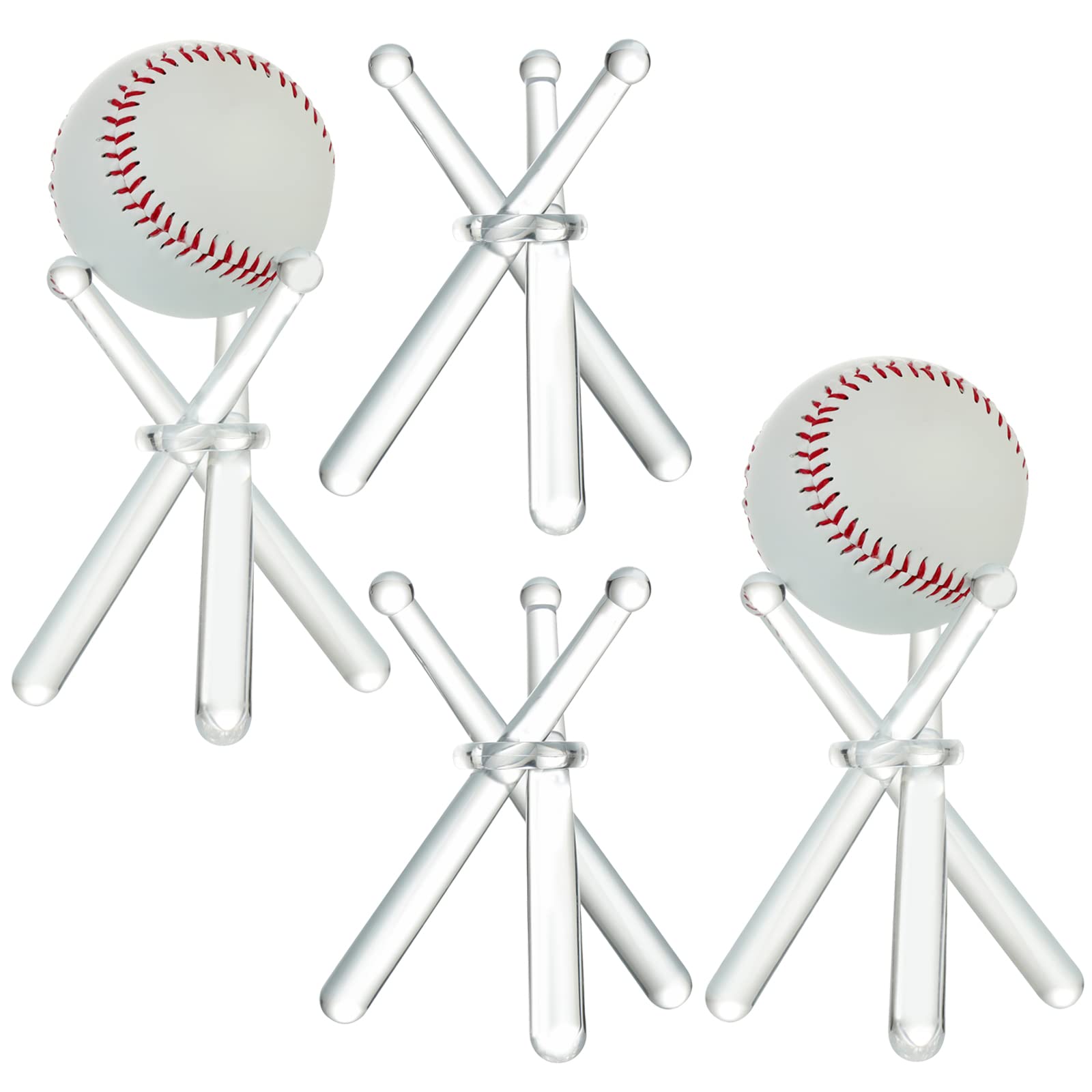 LRANFOW Acrylic Baseball Holders for Balls Display 4 Sets Baseball Stand Baseball Bat Display Stand Holder Display Baseball