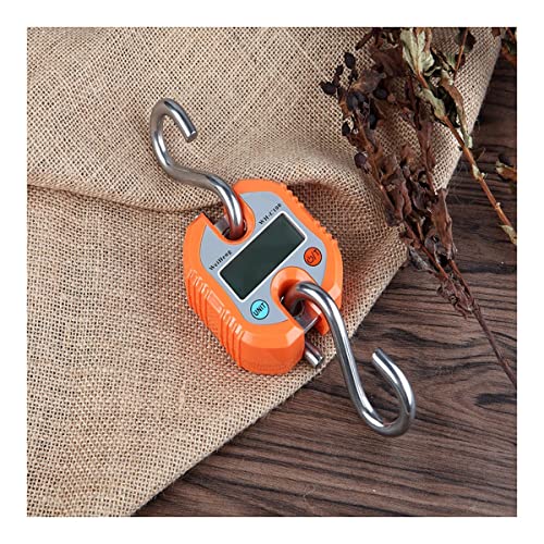150kg/50g Digital Hanging Scale Portable Handheld Mini Crane Scale with Hooks LED Display Electronic Scale for Farm Livestock Fruit and Vegetable (Orange)
