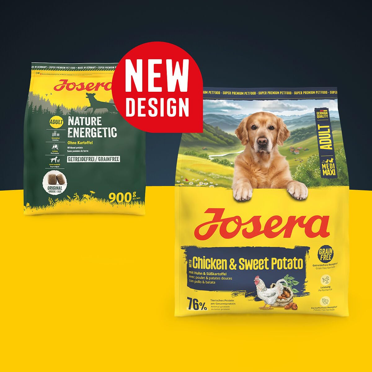 JOSERA Nature Energetic (5 x 900 g) | Adult | Premium Trockenfutter fr  ausgewachsene & sportliche Hunde | Geflgel & Erbsen & Skartoffel - ohne  Kartoffel | getreidefrei | Hundefutter | 5er Pack : Amazon.de: Haustier