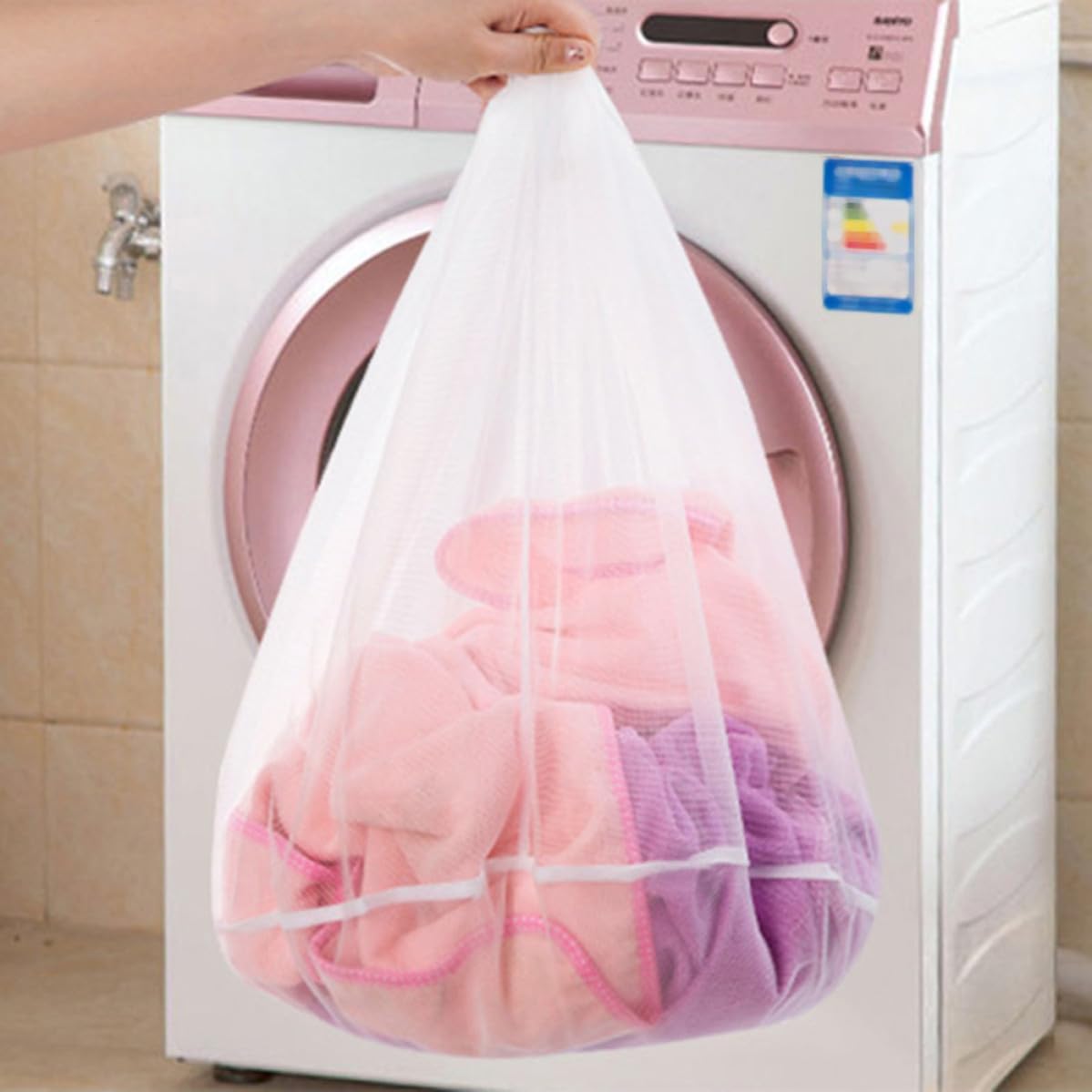 Laundry Bag Thickened Fine Mesh 3pcs with Drawstring for Delicates