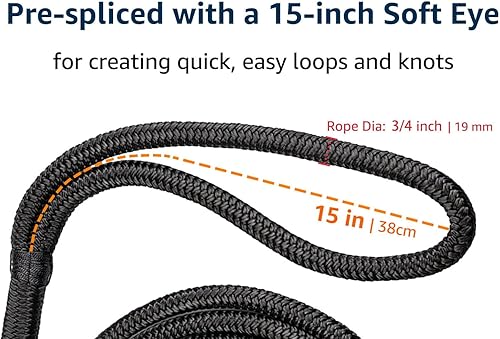 Miniatura 3 de Dock Lines - Paquete de 2 líneas de muelle de nailon trenzado doble de 34 pulgadas x 15 pies con un bucle de 15 pulgadas, líneas de muelle de grado