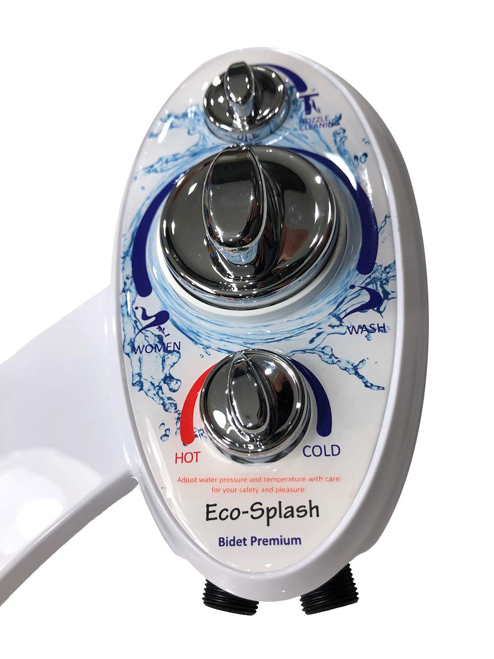 Bidet Attachment Toilet Eco-Splash Bidet Premium - Dual Nozzle - Hot and Cold Water - Self Cleaning Bidet