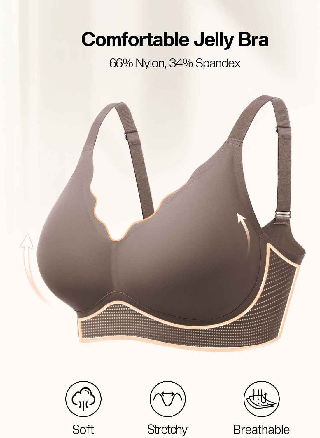 Wireless Jelly Bras for Women No Underwire with Support - S-2XL image 4