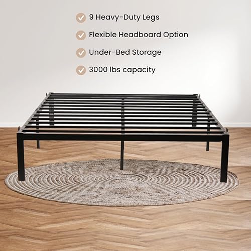 Miniatura 3 de Golden Gate Beds, base de cama de plataforma de metal, resistente, base de colchón de acero resistente, no necesita somier, fácil montaje, base