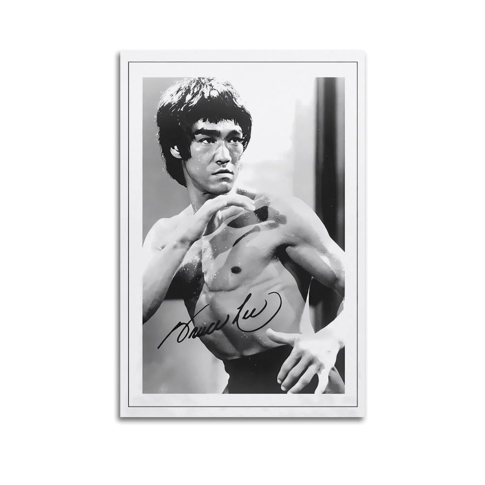 Ksoxdaitip Unframe-Style Bruce Lee Autographed Poster Poster Decorative Painting Canvas Wall Posters And Art Picture Print Modern Family Bedroom Decor Posters 08X12inch(20X30cm)