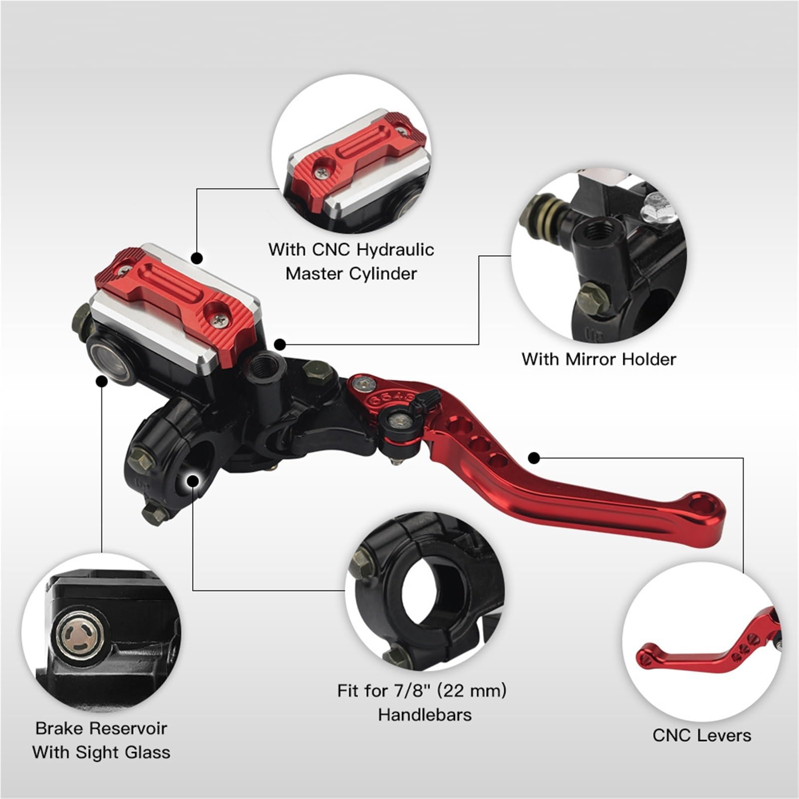 Leva frizione freno moto Pompa superiore per moto Freno idraulico principale Maniglia in alluminio CNC frizione