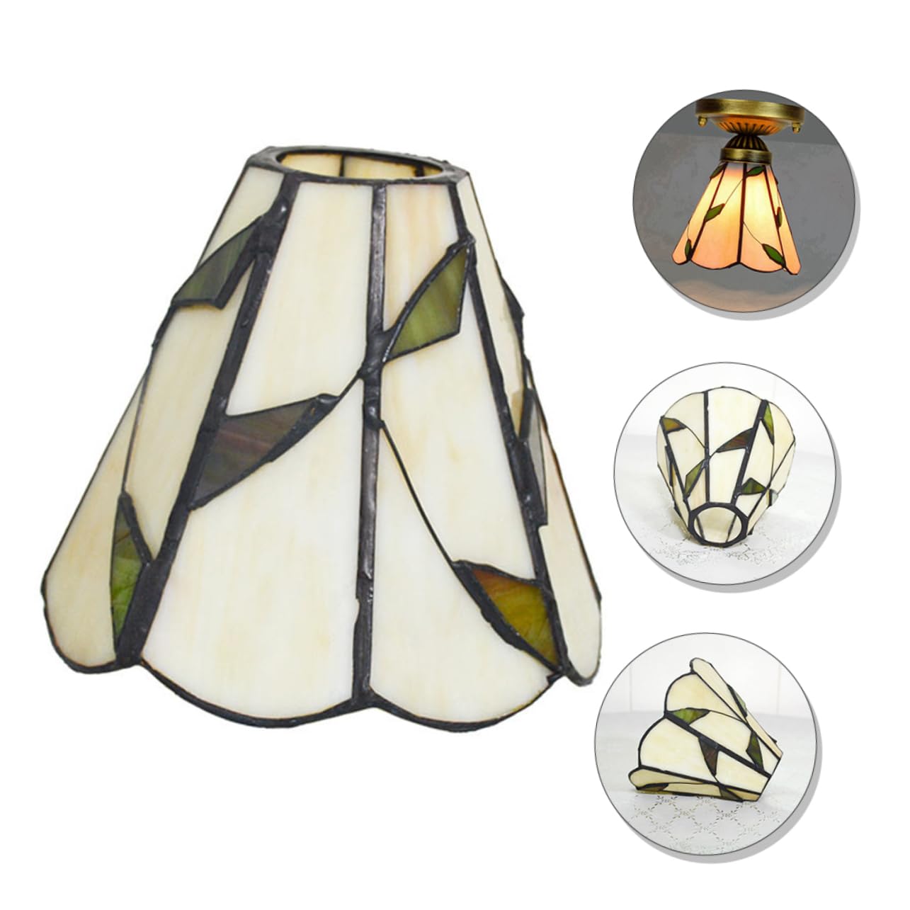 Dekorativer Lampenschirm aus Glas in Beige für Hängelampen