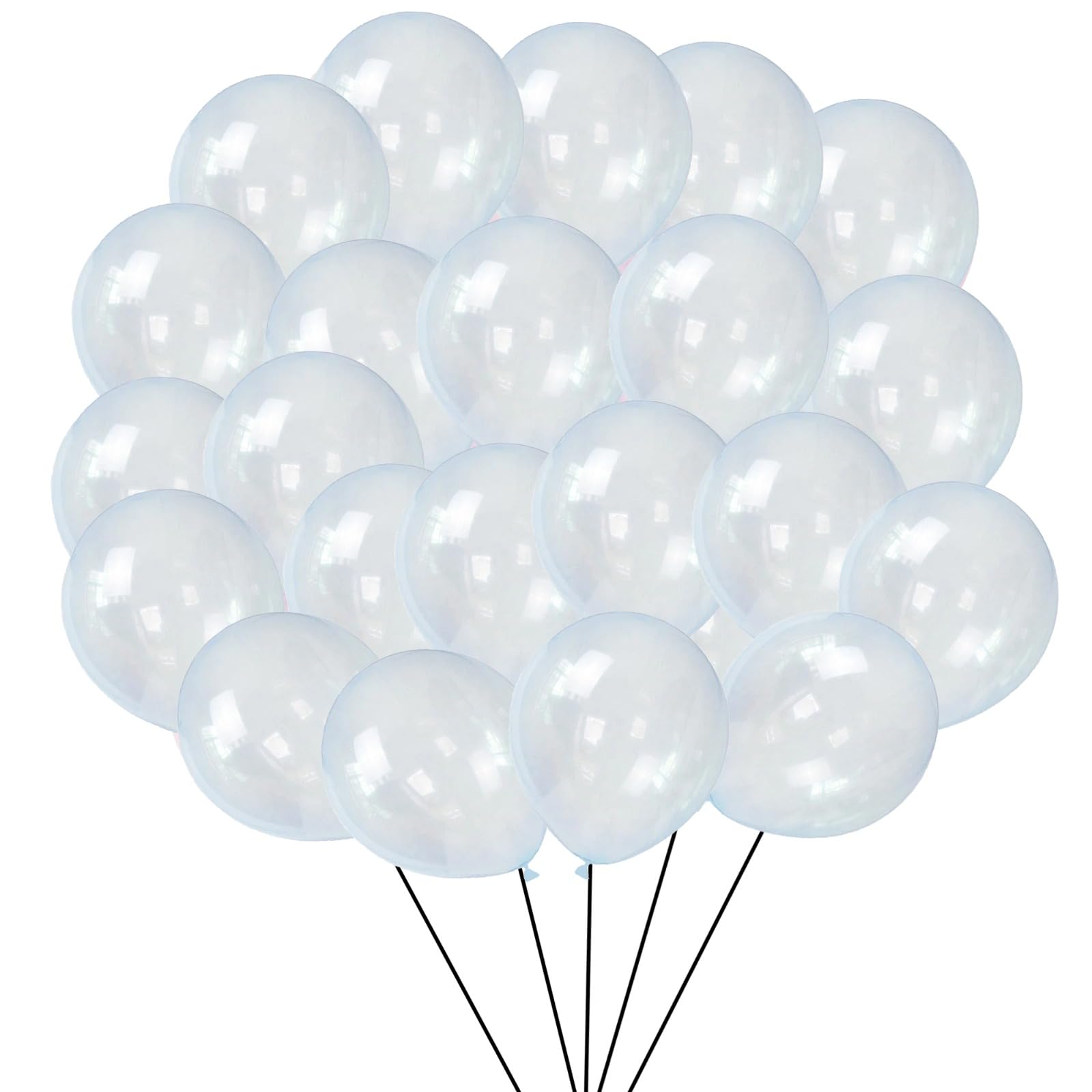 Pannu Design 12 Inch Crystal Clear Latex Balloons For Birthday Wedding Party Decoration Transparent Plain Balloons (Blue, Pack Of 50 Pcs)