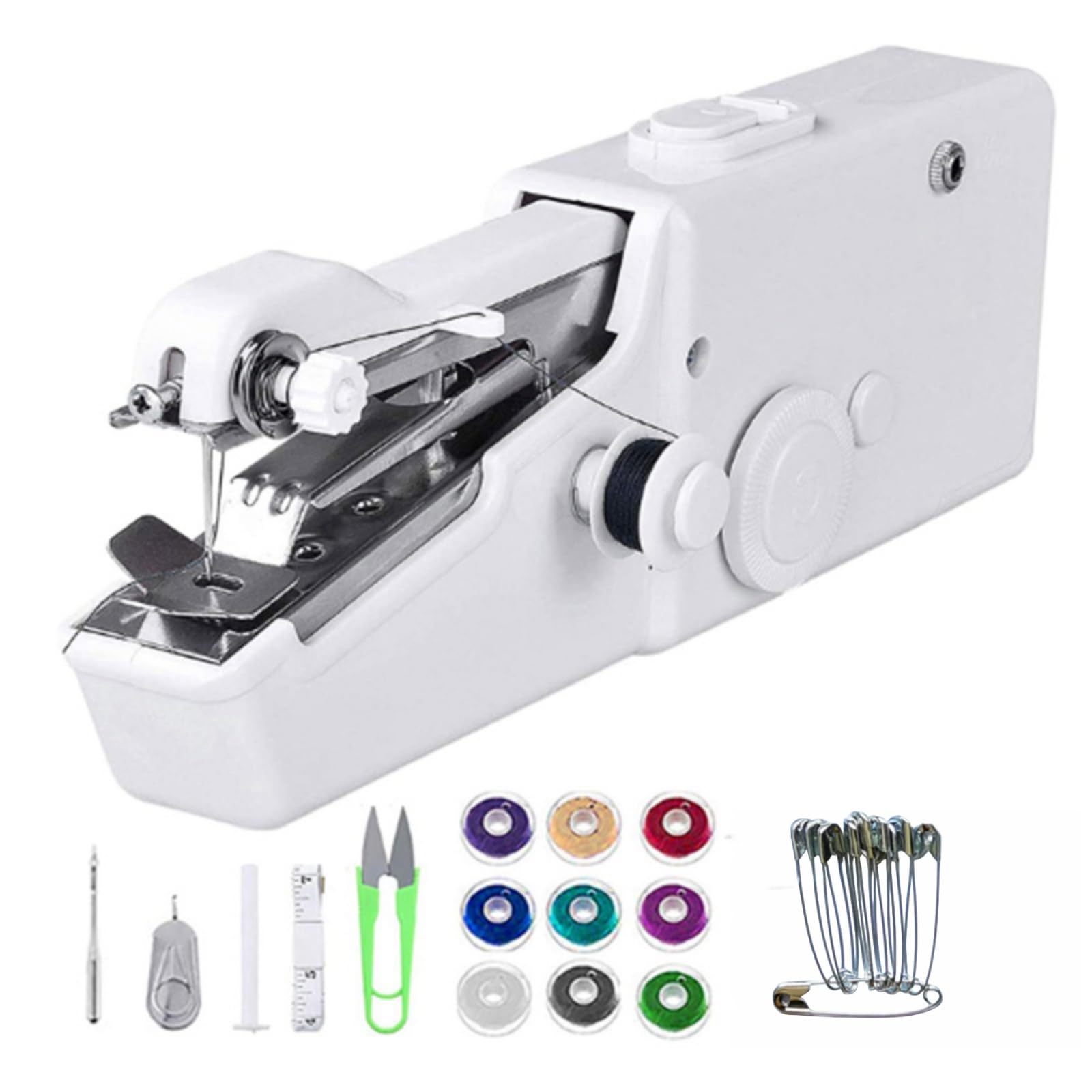 Portable Sewing Machine, Portable Handheld Electric Sewing Machine Mini Manual Sewing Machine, Battery-Operated Convenience, Ready-To-Use Accessories Kit, User-Friendly for Beginners