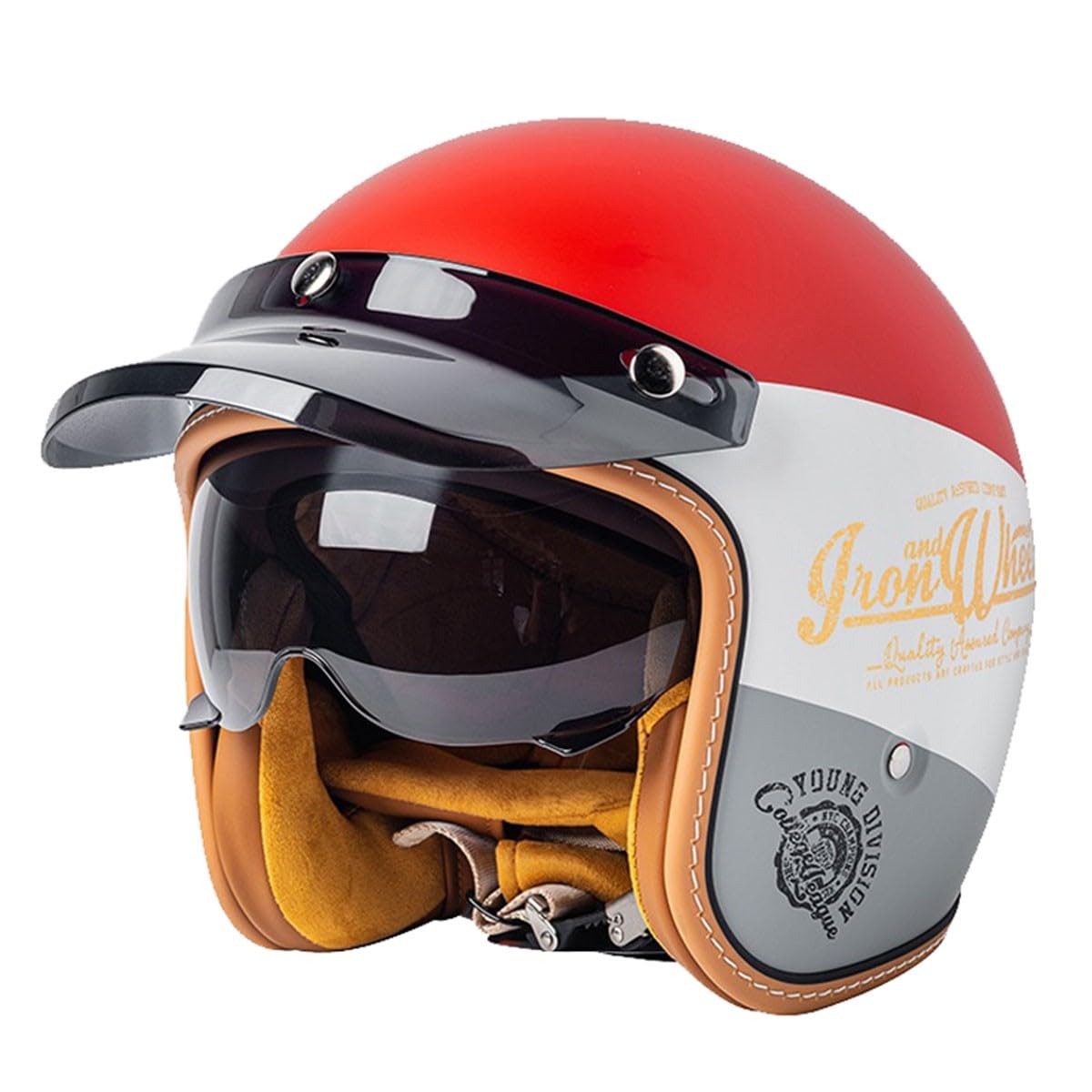 Medio Casco Motocicleta Retro ECEDOT Homologado 3/4 Casco Moto Jet para Hombres Y Mujeres Estilo Vintage con Visera Solar Cascos Abiertos De Moto Cascos Half-Helmet