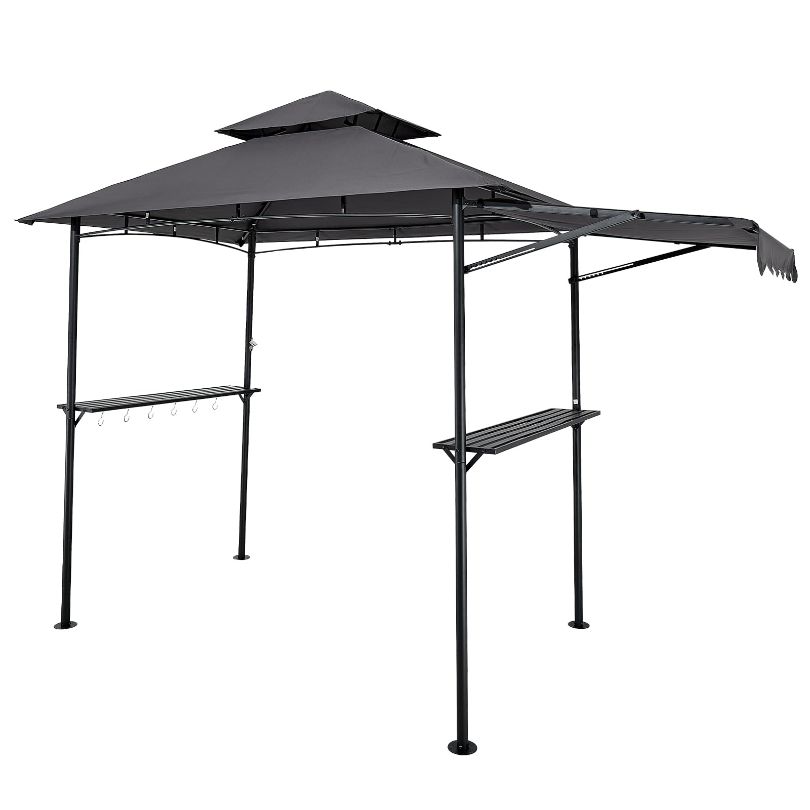 VEVOR Gazebo per Barbecue 243x150 cm, Tenda Gazebo per Barbecue da Esterno con Tettoia, Tetto a 2 Livelli, Copertura per BBQ da Giardino in Acciaio Verniciato a Polvere, per Grigliate, Feste, Picnic