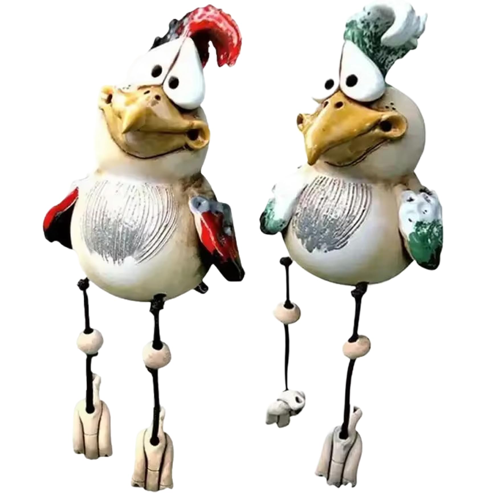 Statuettes d'oiseau en résine à pieds pendants pour pose stable sur étagère