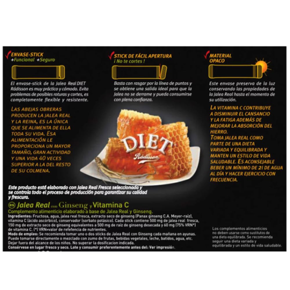 Gelée Royale mit Ginseng in Einzeldosis-Fläschchen 10 x 10 ml. 6er-Pack.