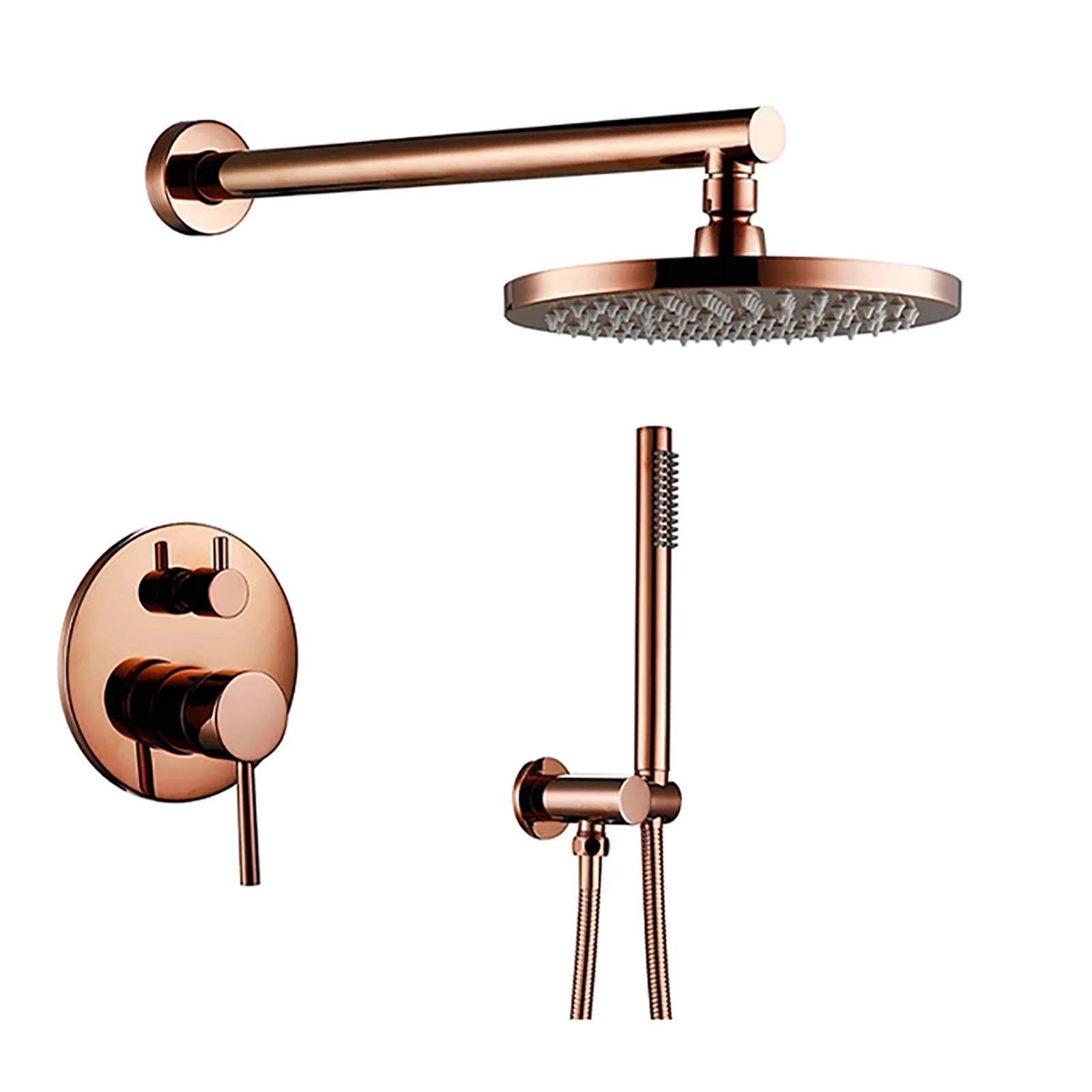 LXWKAI Rose Gold Brass Rain Mixer Shower Combo Set Wall Mounted Concealed Bathroom Shower Faucet Set with Shower Head, Handheld Shower,8 Inches,Showerheads Octopus feet