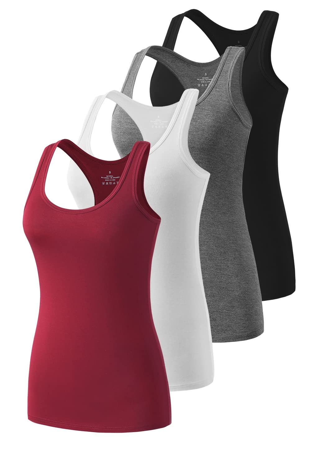 Ymmchy Workout Tank Top Damen Racerback Shirt Tanktop Unterhemd 4er-Pack