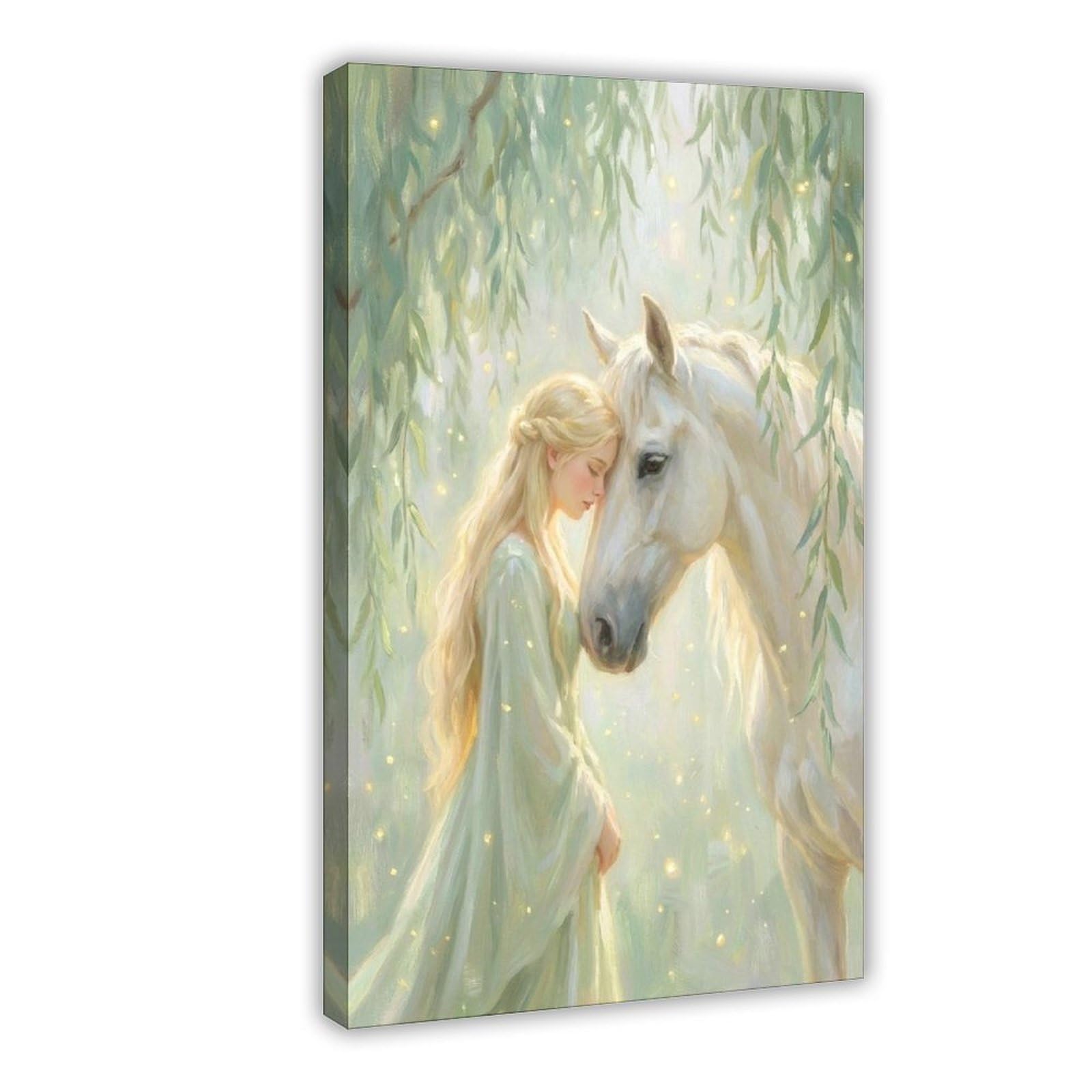 MRYCQ Princess And White Horse Poster Canvas Poster for Office Decor Gift