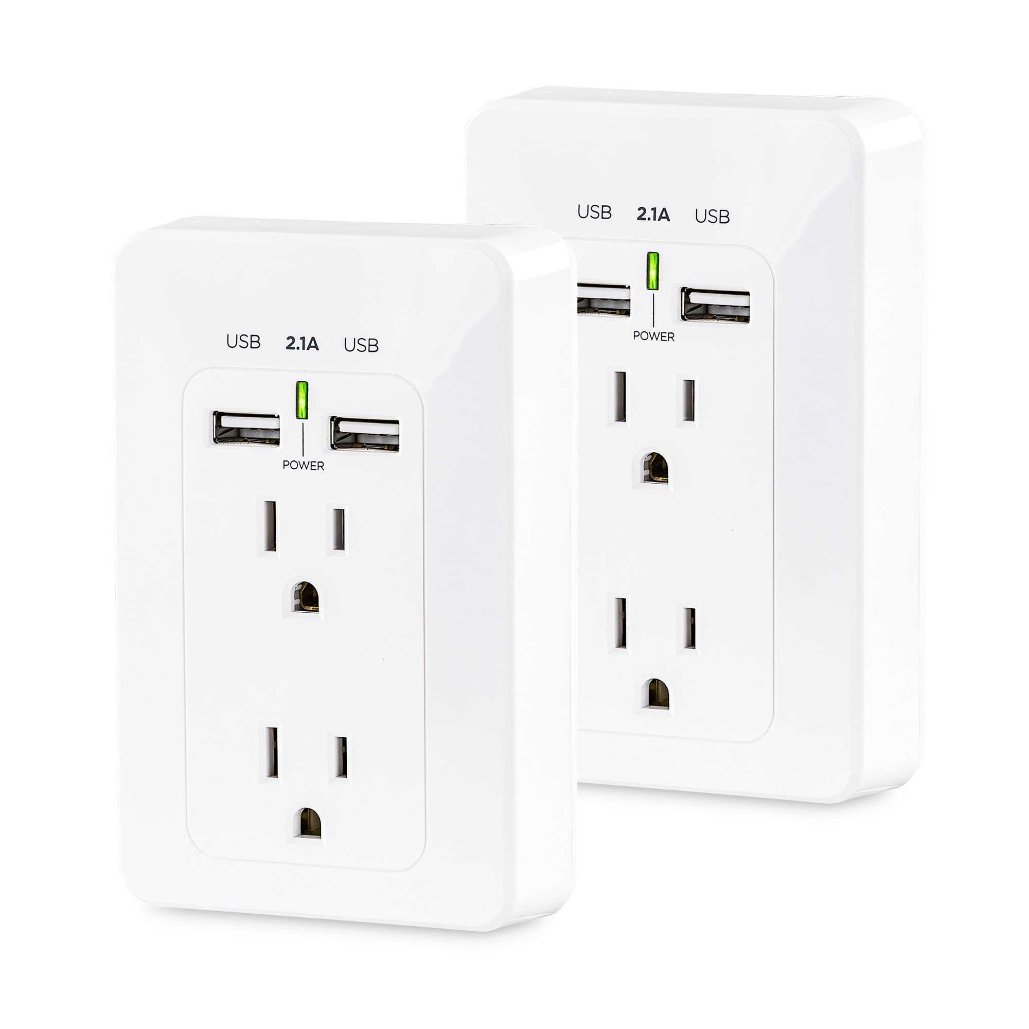 CyberPower MP18HO007 Power Wall Tap, 2 Outlets, 2 USB Charge Ports, 2-Pack