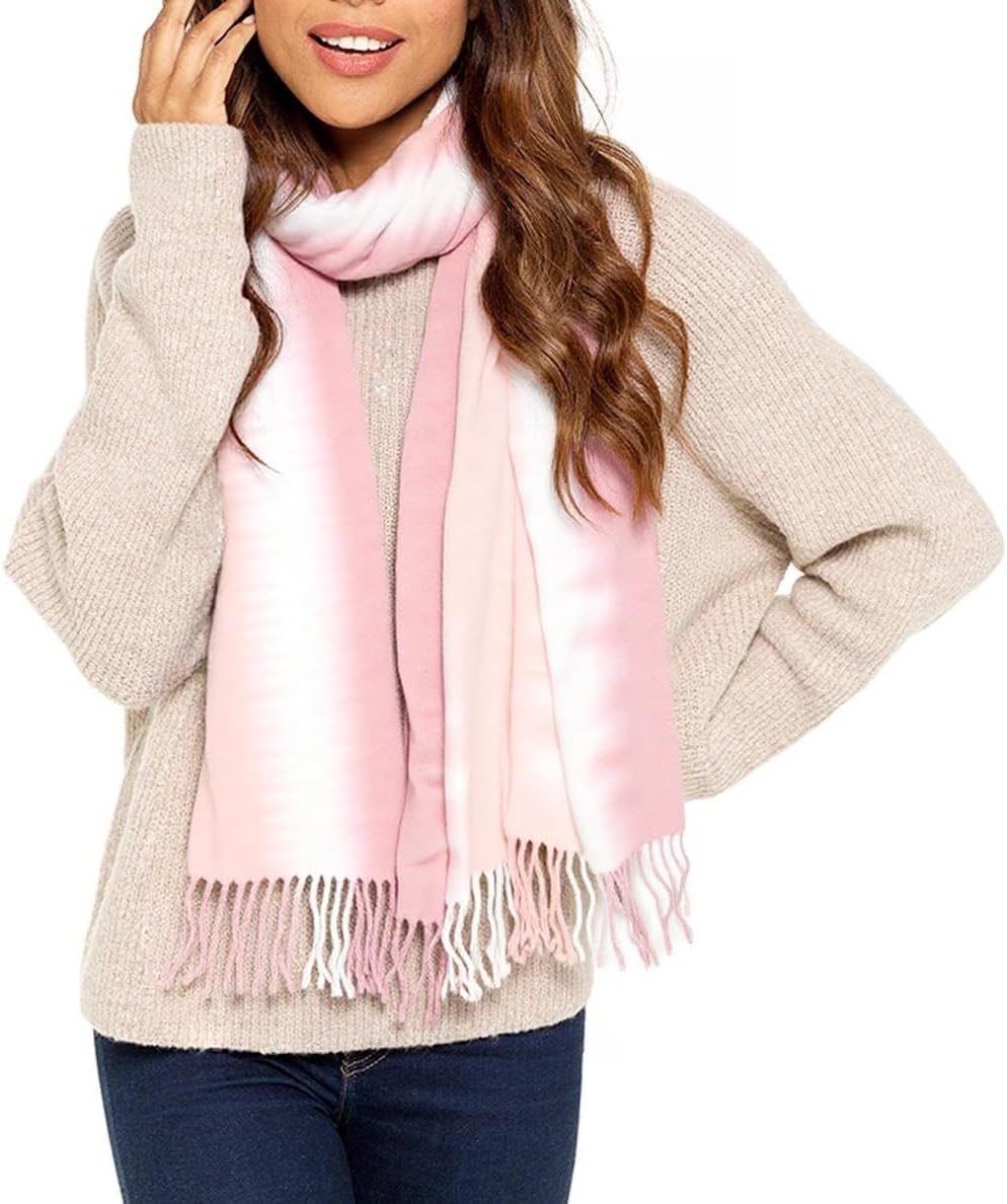 Pashmina-Feel-Winter-Scarf for Women Versatile Soft Gradient Widen Long Double-sided Tassels Shawls Scarves Wraps - Image 2