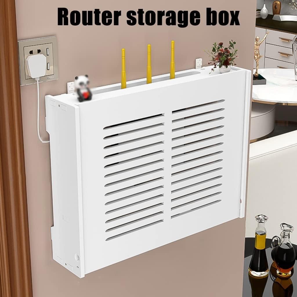Scatola portaoggetti per router WiFi, organizer da scrivania e copertura per set-top box, gatto ottico e presa metallica, decorazione elegante e soluzione di archiviazione funzionale