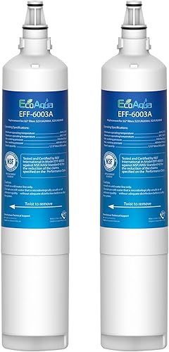 EcoAqua EFF-6003A Filtro de agua para refrigerador, repuesto para LG LT600P, 5231JA2006A, 5231JA2006B, KENMORE 46-9990, 9990, 469990, 469990, 2