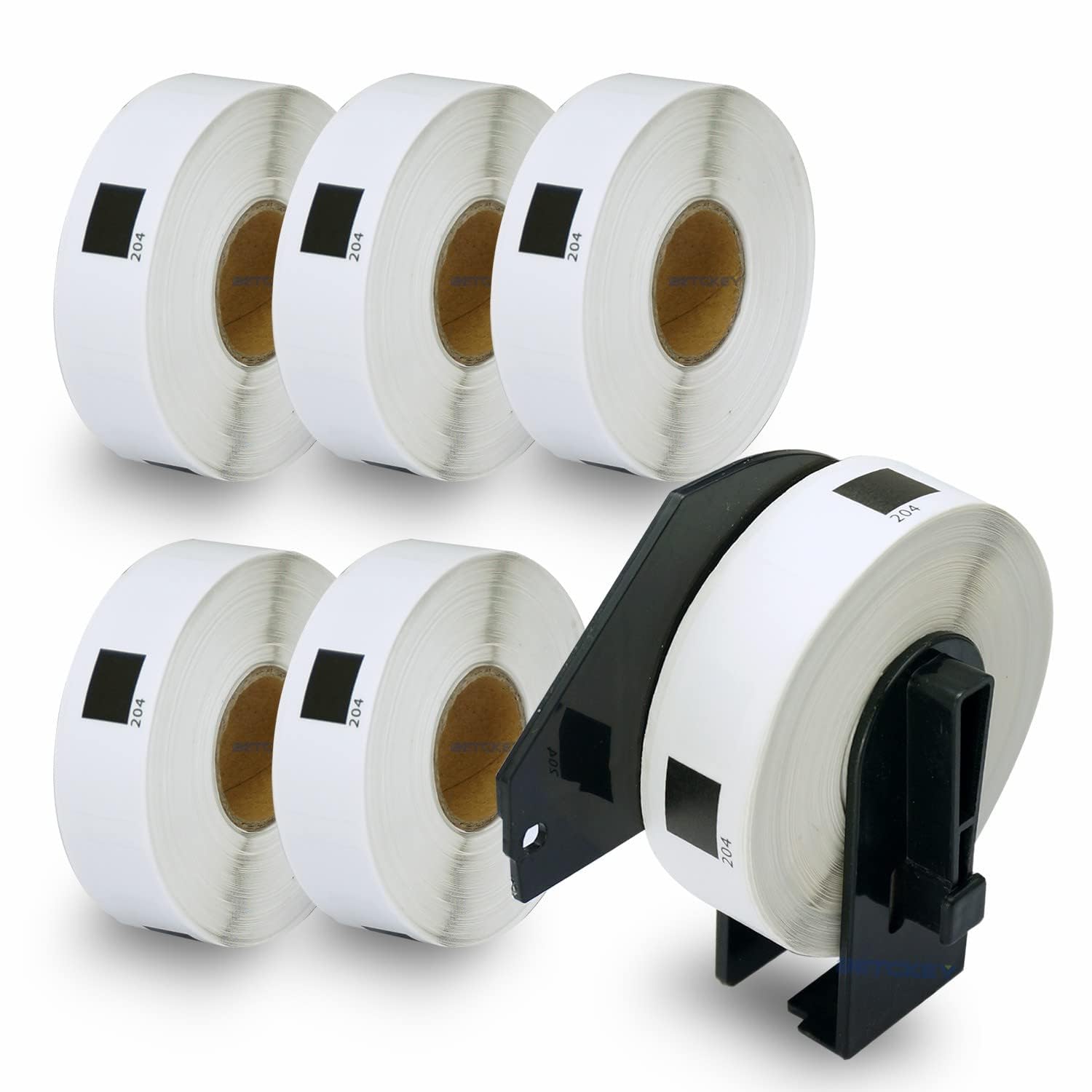 Compatible Multi-Purpose Address Labels Replacement for Brother DK-1204 (0.66" x 2.1"), Use with Brother QL Label Printers [6 Rolls + 1 Reusable Cartridge]