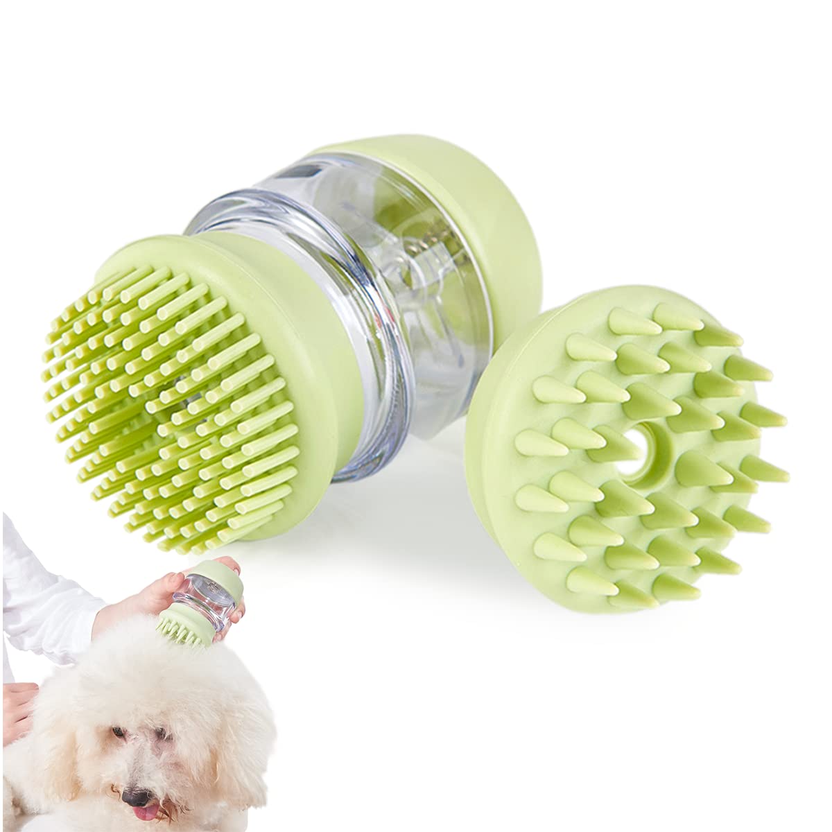 Cepillo Para Champú Para Perros, Antideslizante, De Goma, Para Perros Y Gatos, Para Aseo De Mascotas, Ducha, Cepillo De Baño, Peine De Masaje Para Perros Y Gatos De Pelo Largo Y Corto (Verde)