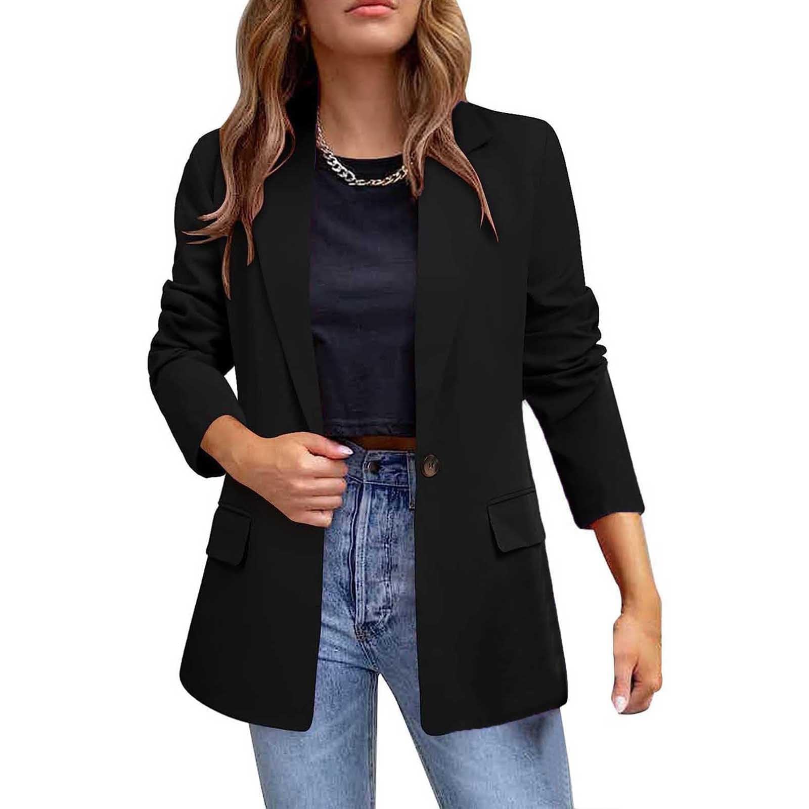 Womens Blazer Blazers for Women Woman Summer Dressy Fashion Professional for Work Job Suits Cropped Cotton Jacket