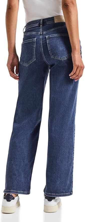 Street One Damesjeans met brede pijpen en klinknagels, Mid Blue Soft Washed, 31W / 30L Street One Damesjeans met brede pijpen en klinknagels, Mid Blue Soft Washed, 31W / 30L