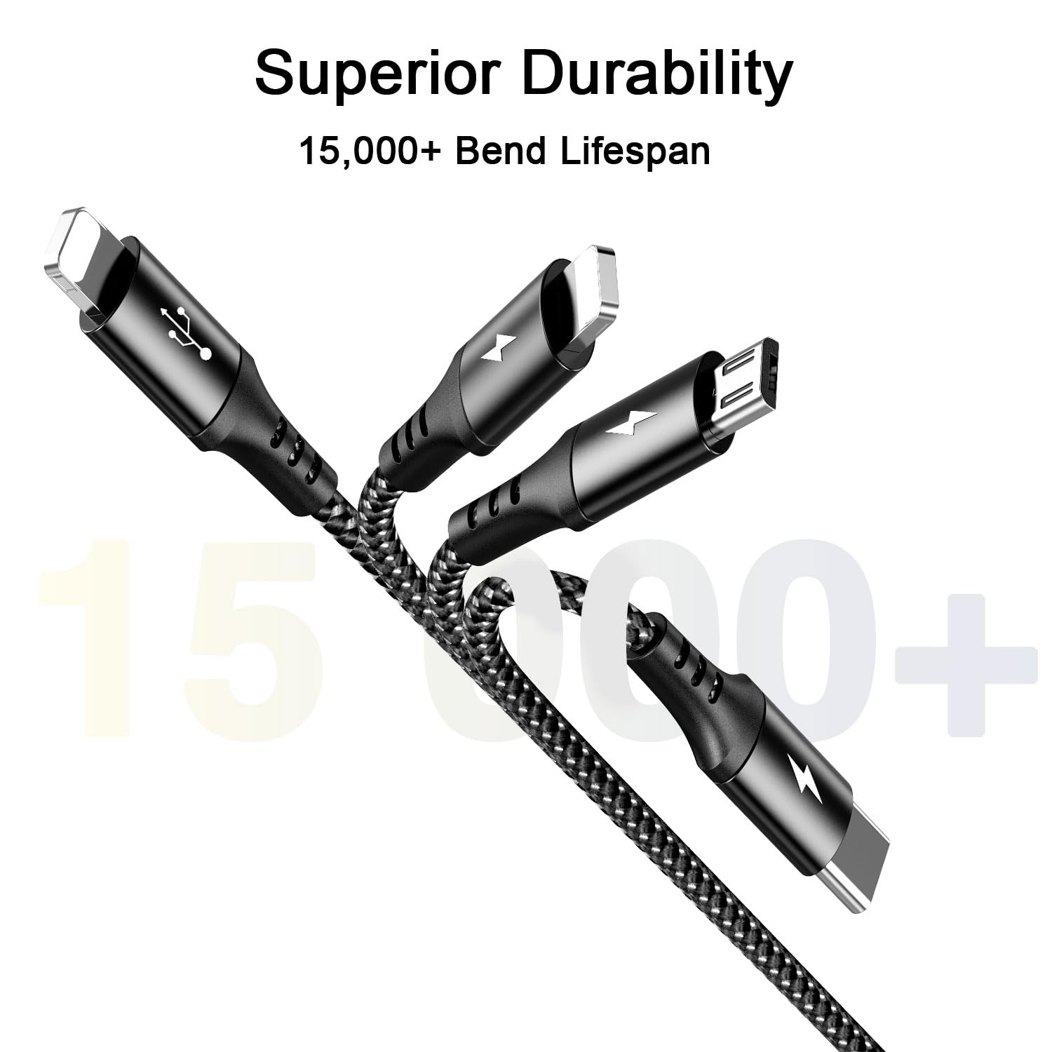 RULUS Multi USB Kabel [2Stück,35cm] 4 in 1 Multi Ladekabel Nylon Schnell Ladekabel Mehrfach Ladekabel mit Typ C Lightning Micro USB für Phone15/14/13, Android Phones,Tablets und Mehr