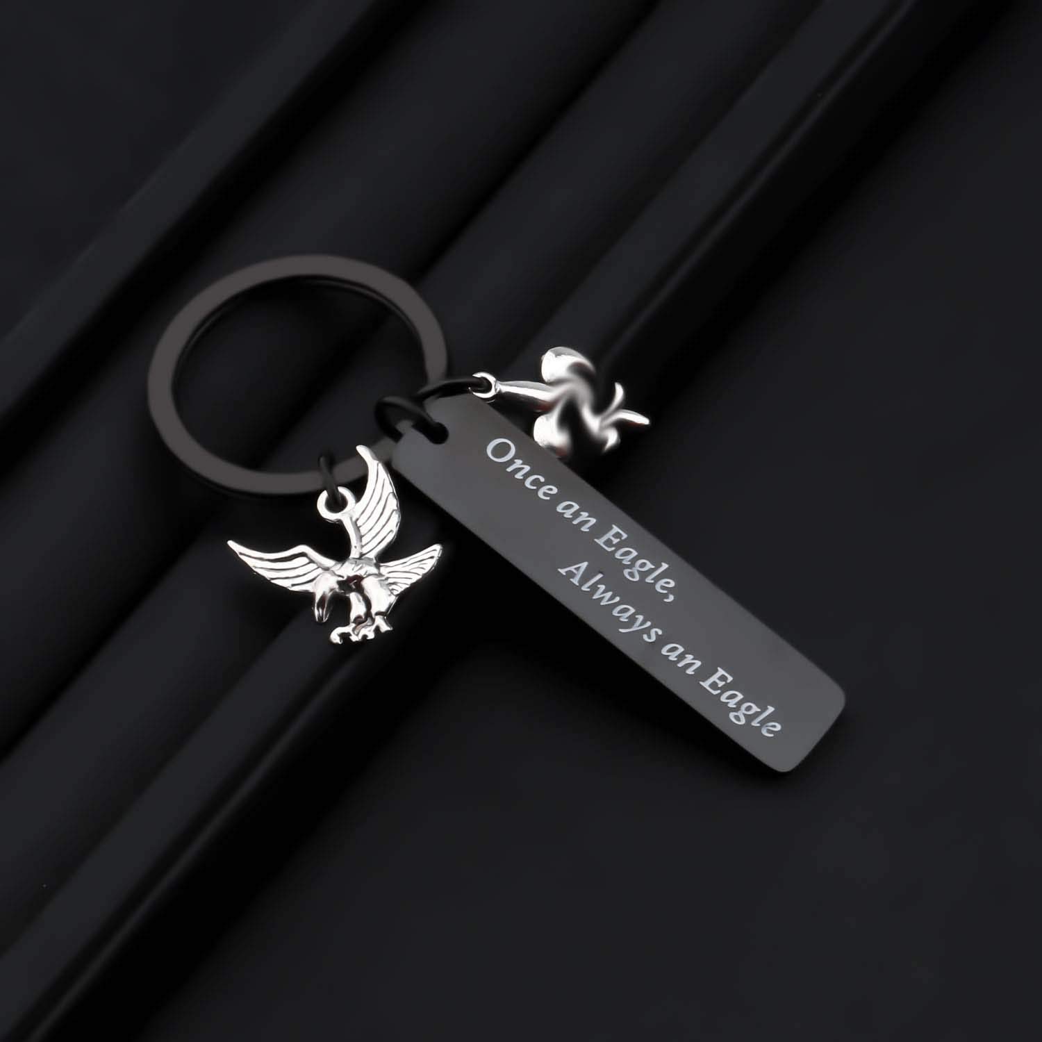 ENSIANTH Eagle Gift for Scouts Scout Keychain Scouts Leader Gift Scout Court of Honor Gift Eagle Keychain (Black)