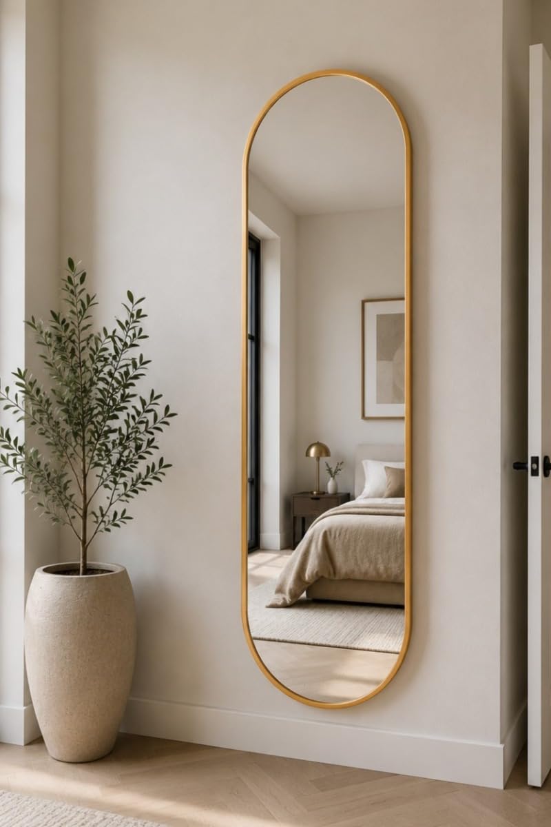The Vultus - New Gold Metal Framed Double Arched Wall Mirror 71 X 24" (180CM X 60CM) Suitable for Inside and Outside!