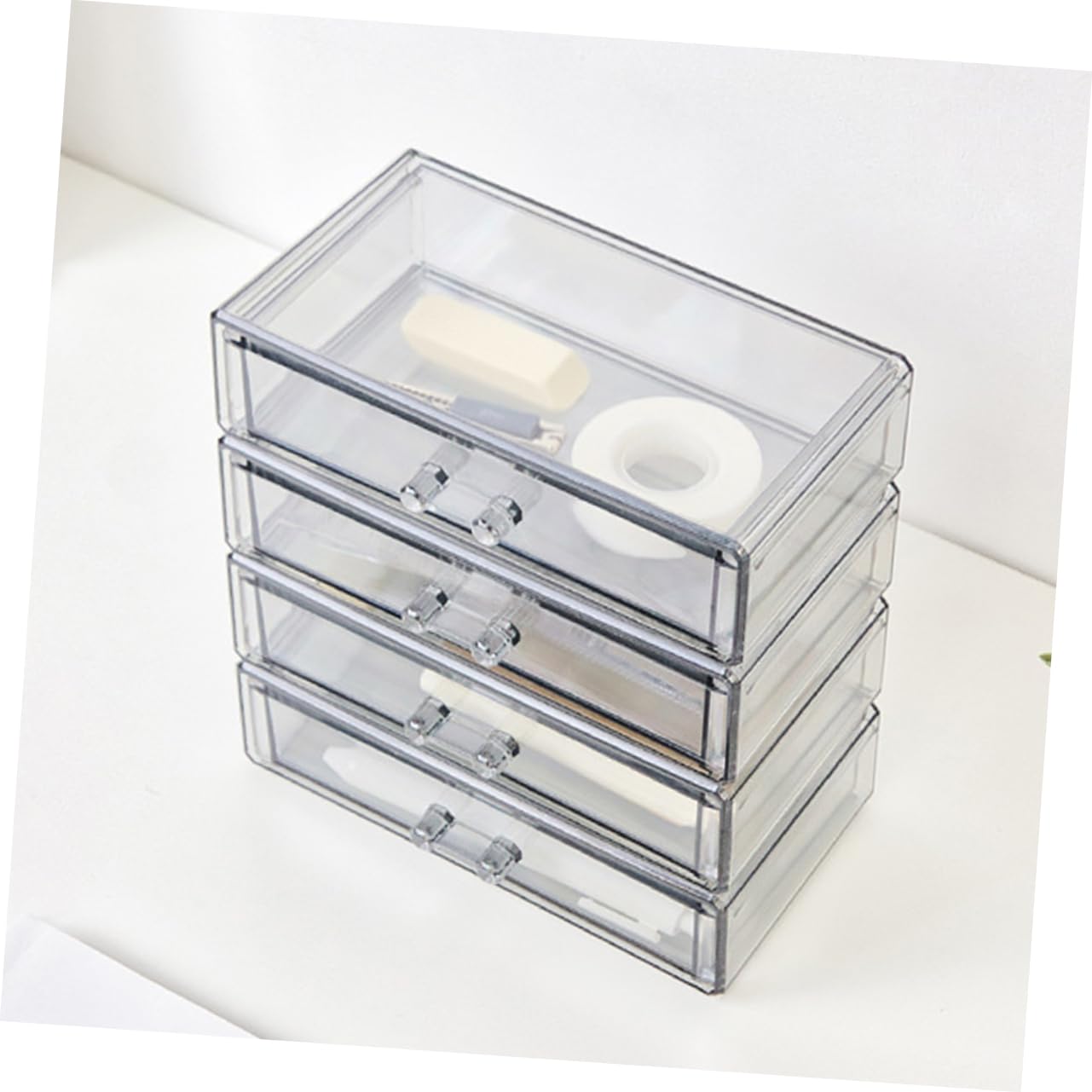 Transparenter Kosmetikkoffer aus Acryl mit 4 Schubladen Geschlossener Schminke Aufbewahrungsbehälter für Lippenstift und Make Up für Haushalt