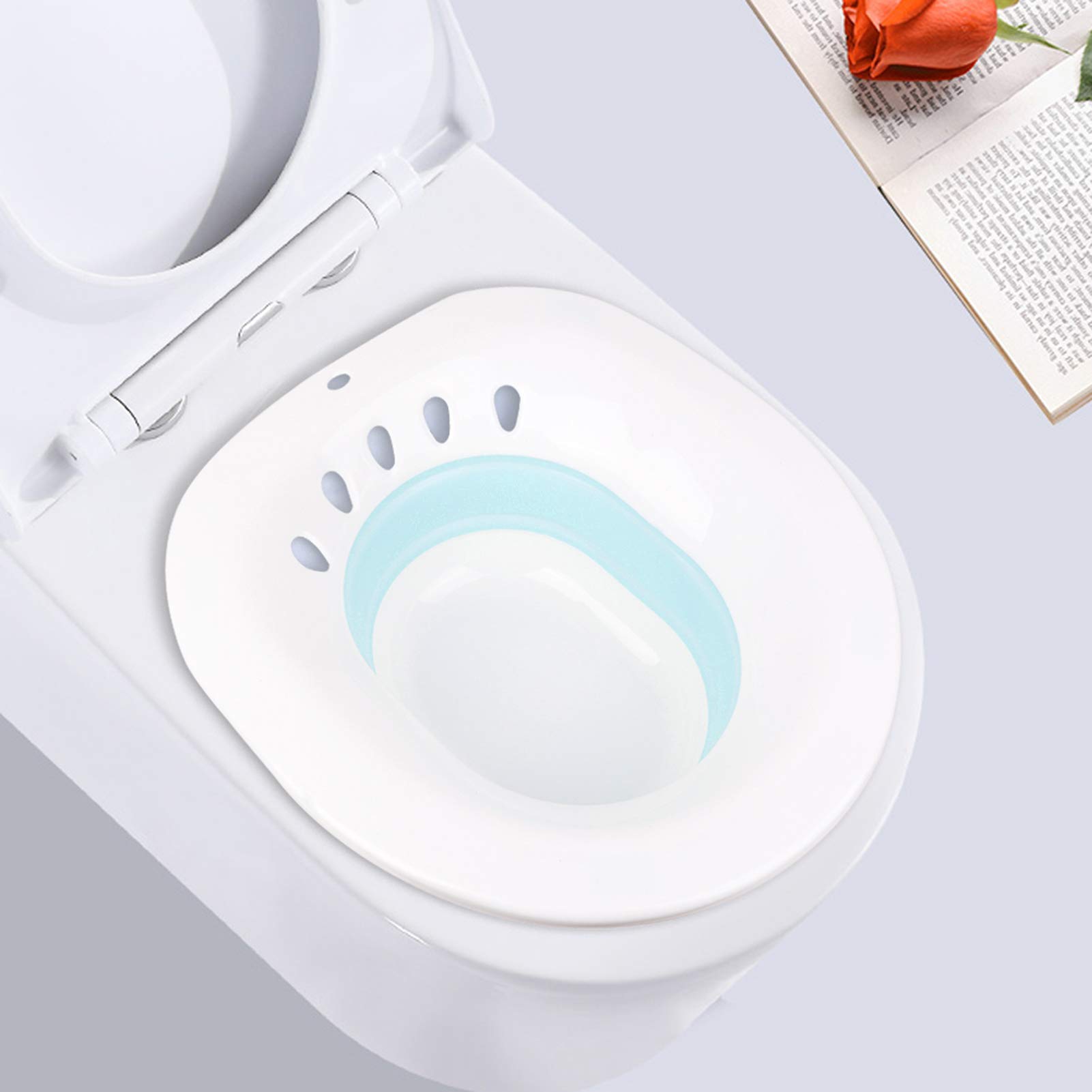 Baño de asiento para asiento de inodoro, inodoro plegable para mujeres de Pregant, lavabo de bañera de cadera para pacientes con hemorroides(azul)