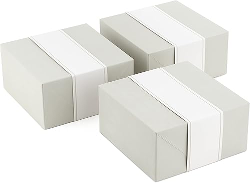 Miniatura 4 de Hallmark Cajas de regalo medianas de color blanco perla de 8 pulgadas con bandas de envoltura (3 cajas, 3 bandas de envoltura) para Pascua, bodas,
