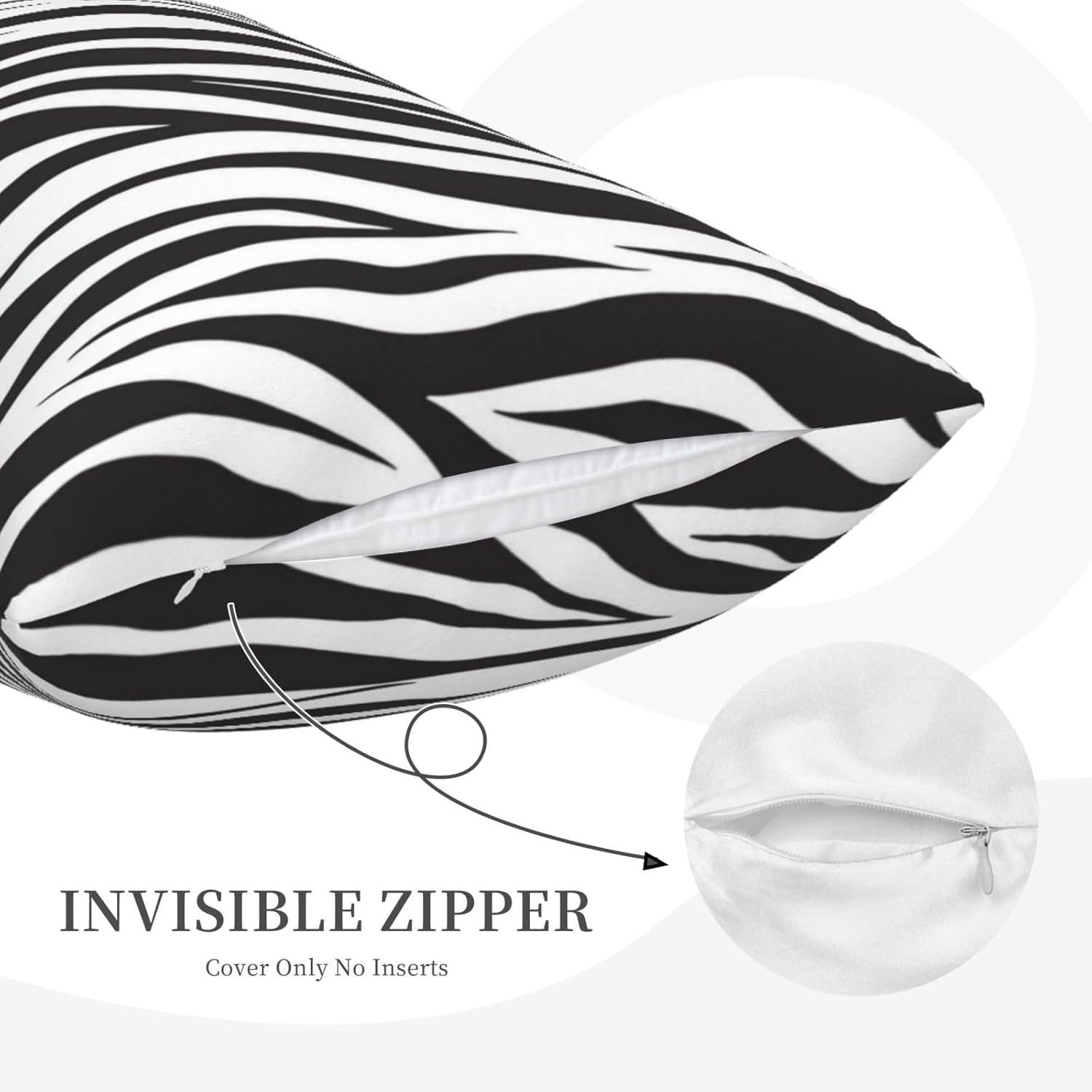 Zebra Print Striped Pillow Cover 12x20 Set of 2,Black and White Throw Pillow Covers Farmhouse Outdoor Pillow Cushion Case for Couch Living Room Bedroom Bed Sofa Modern Home Decor - Image 6