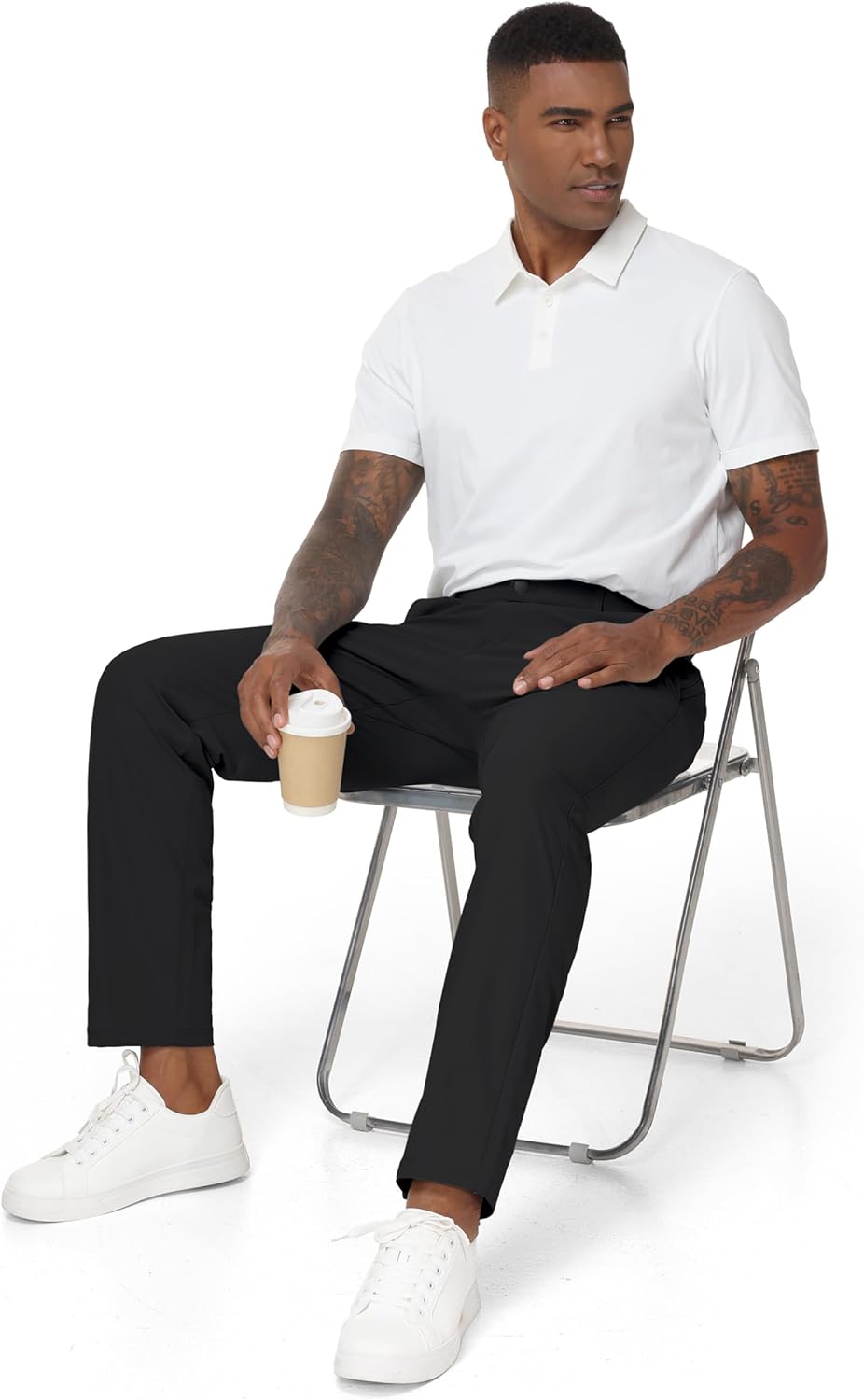 THE GYM PEOPLE Men's Golf Dress Pants Comfy Lightweight Casual Pants 30"/32" Travel Work Trousers with Pockets