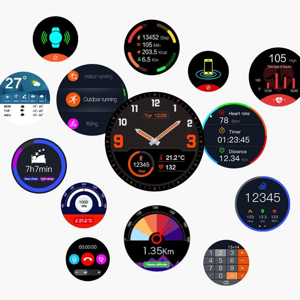GPS Bluetooth Sport Smart Watch Bussola Sport all'Aria Aperta, Fitness Tracker Impermeabile Schermo A Colori Activity Tracker con Cardiofrequenzimetro per Uomo Ragazzo Donna, Red