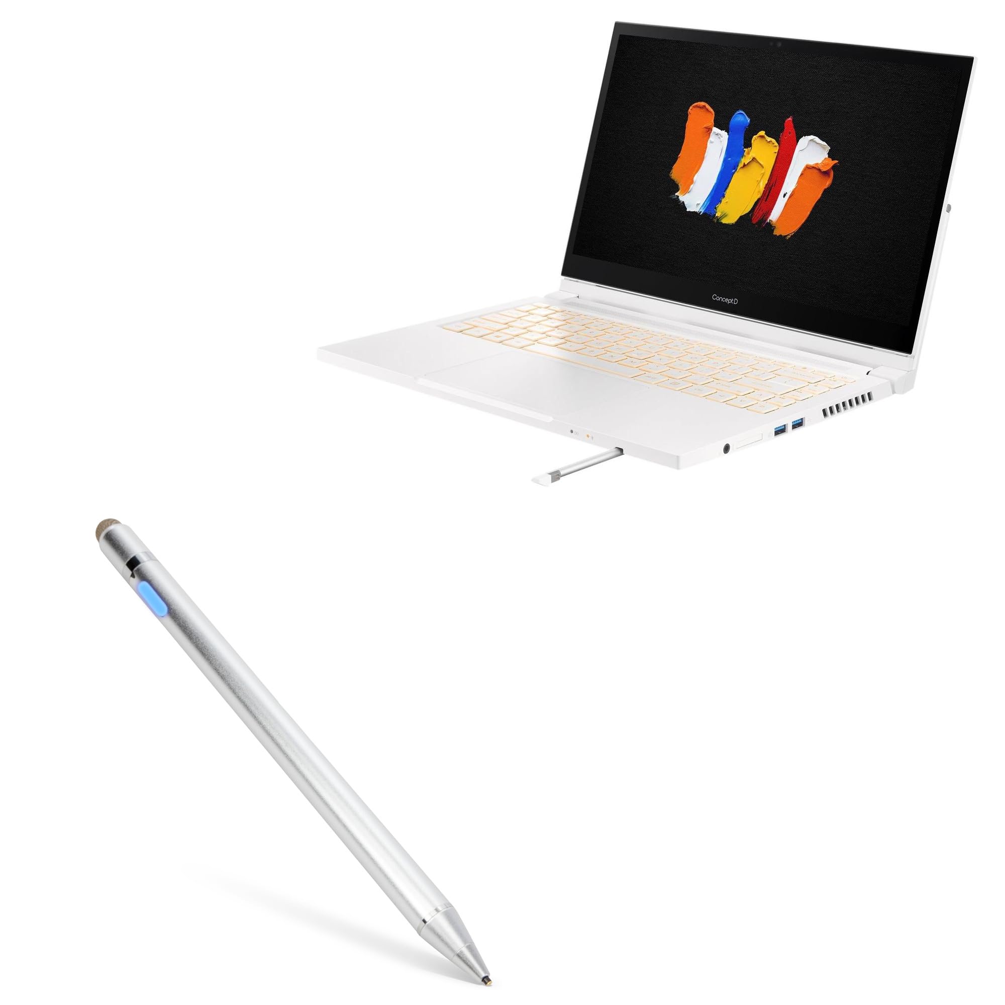 BoxWave Stylus Pen Compatible with Acer ConceptD 3 Ezel CC314-72G-72SX (14 in) - AccuPoint Active Stylus, Electronic Stylus with Ultra Fine Tip - Metallic Silver