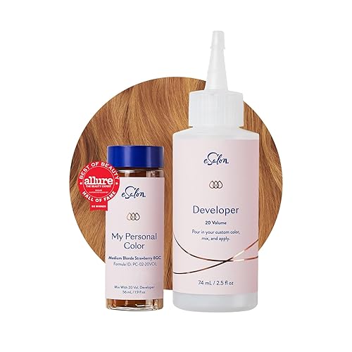 eSalon Kit completo de tinte permanente para el cabello y tinte para el cabello, rubio medio, fresa, kit de colorista personal para hasta un 100% de