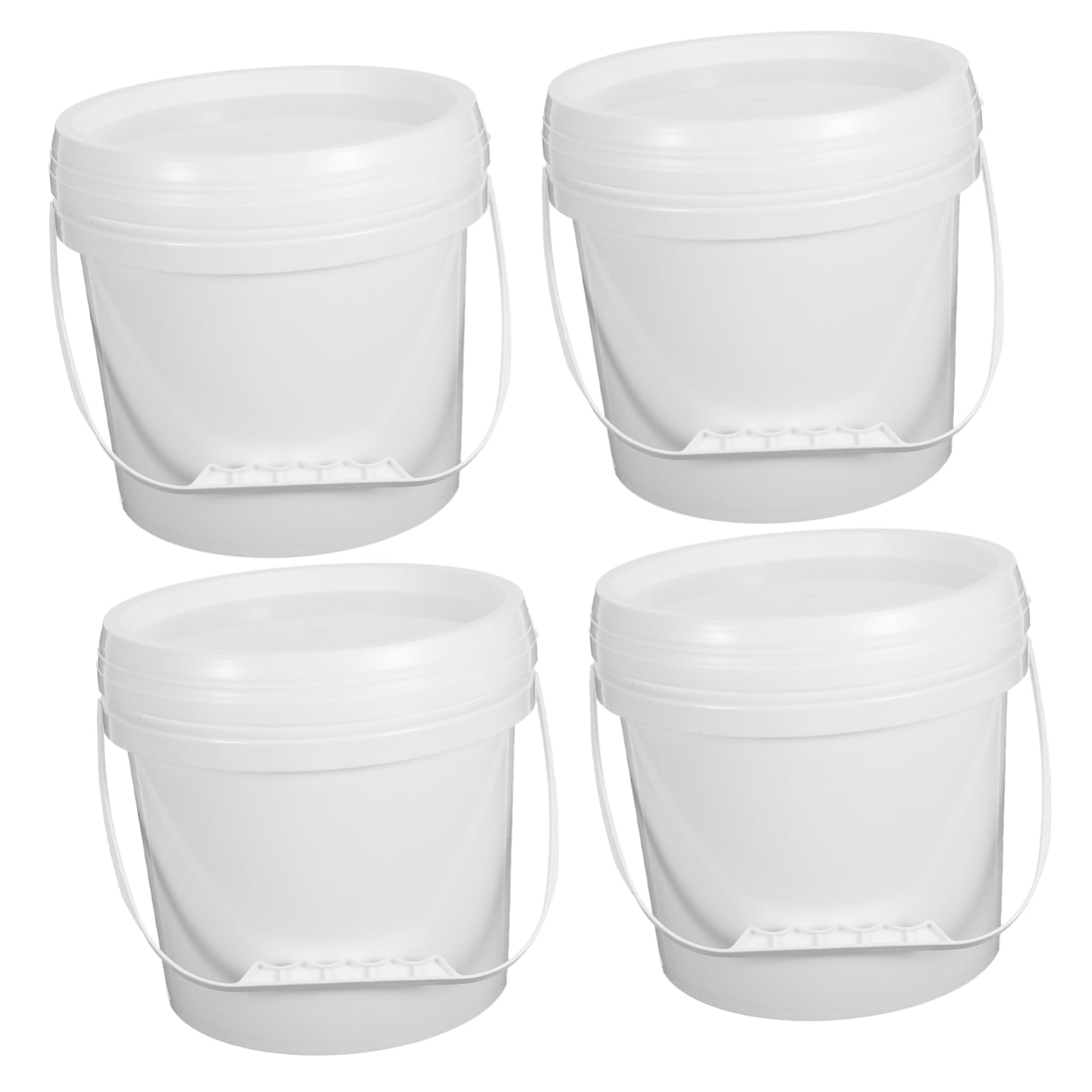 4 Pezzi Contenitori Alimentari in Plastica Manici e Coperchi Ermetici Secchielli Rotondi per Conservazione Cibo Resistenti Freezer Gelato Salse e Marmellate