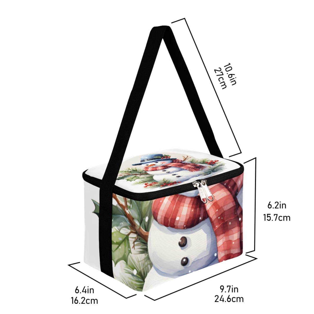 GzLeyigou Lunch Bags for Women Men 9 Cans,Snowman Cute Hot & Cold Food Delivery Bag Insulated Grocery Bag Insulated Lunch Box Cooler Bag for Office Work Picnic Beach