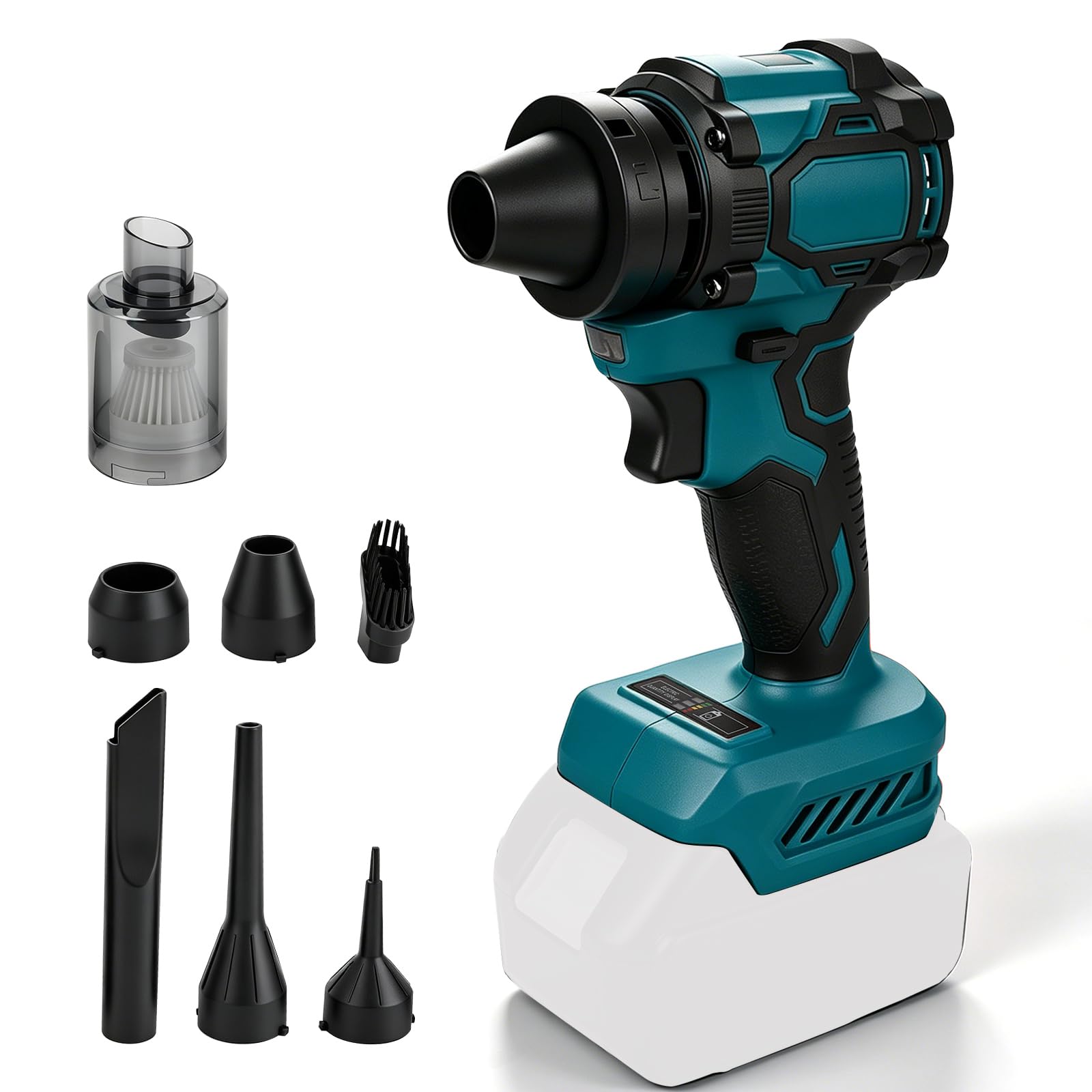 Cordless Leaf Blower Compatible with Makita, Handheld Blower and Vacuum Cleaner, Electric Garden Blower, 130000r/min, 6 Nozzles for Lawn Care, Yard, Leaves, Dust & Snow