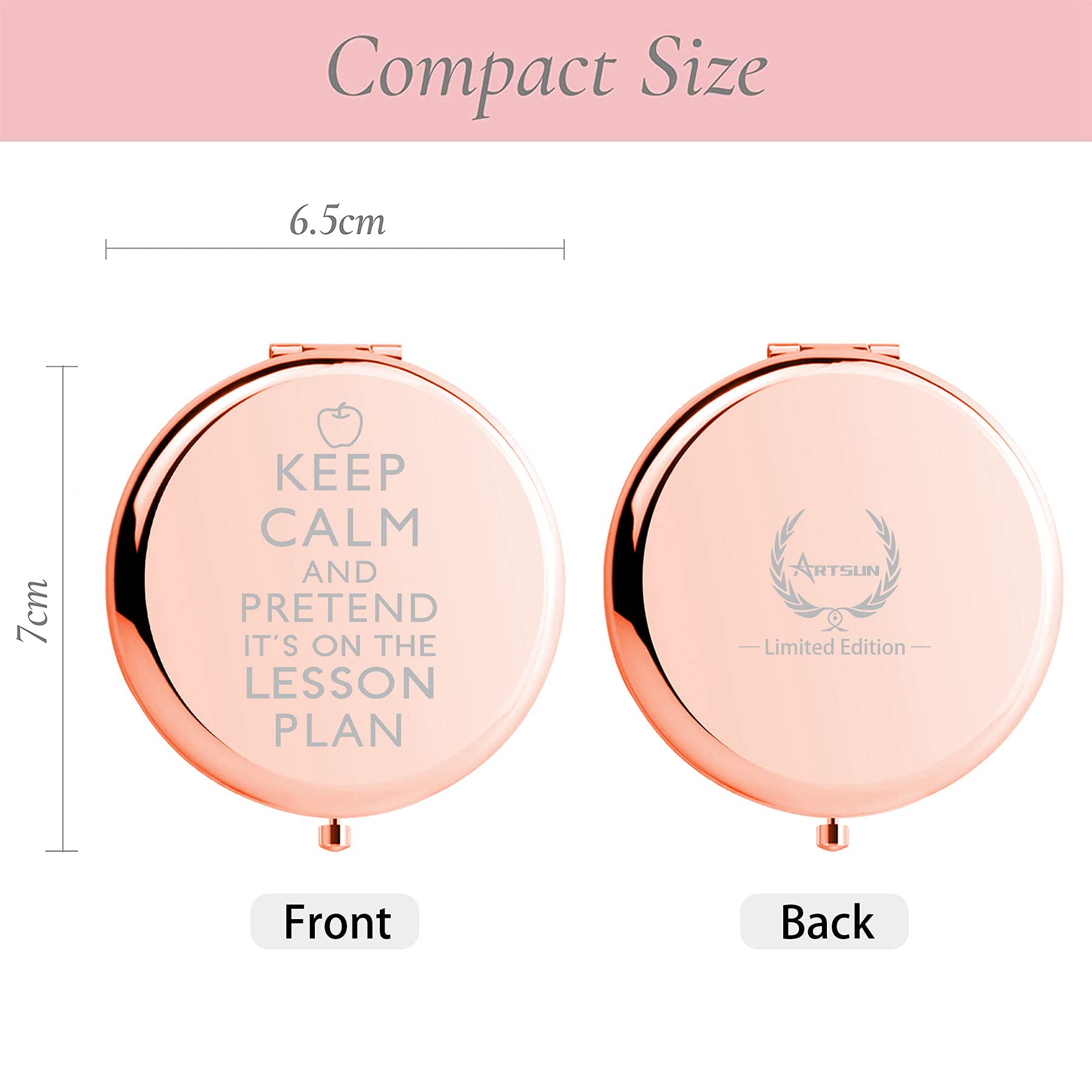 ILIKAKA Lehrer-Geschenk – Gravierter Make-up-Spiegel Mit Spruch „Keep Calm And Pretend It's On The Lesson Plan“