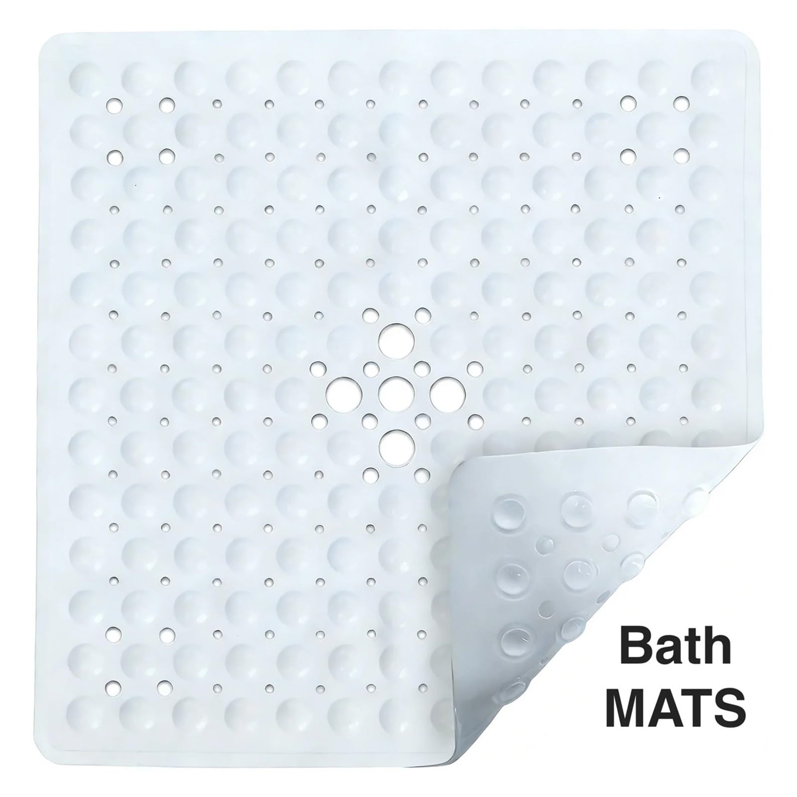 Tappeto Antiscivolo Vasca Tappetino doccia antiscivolo quadrato 53x53 cm | Superficie aderente e ventose potenti(White 53x53cm)