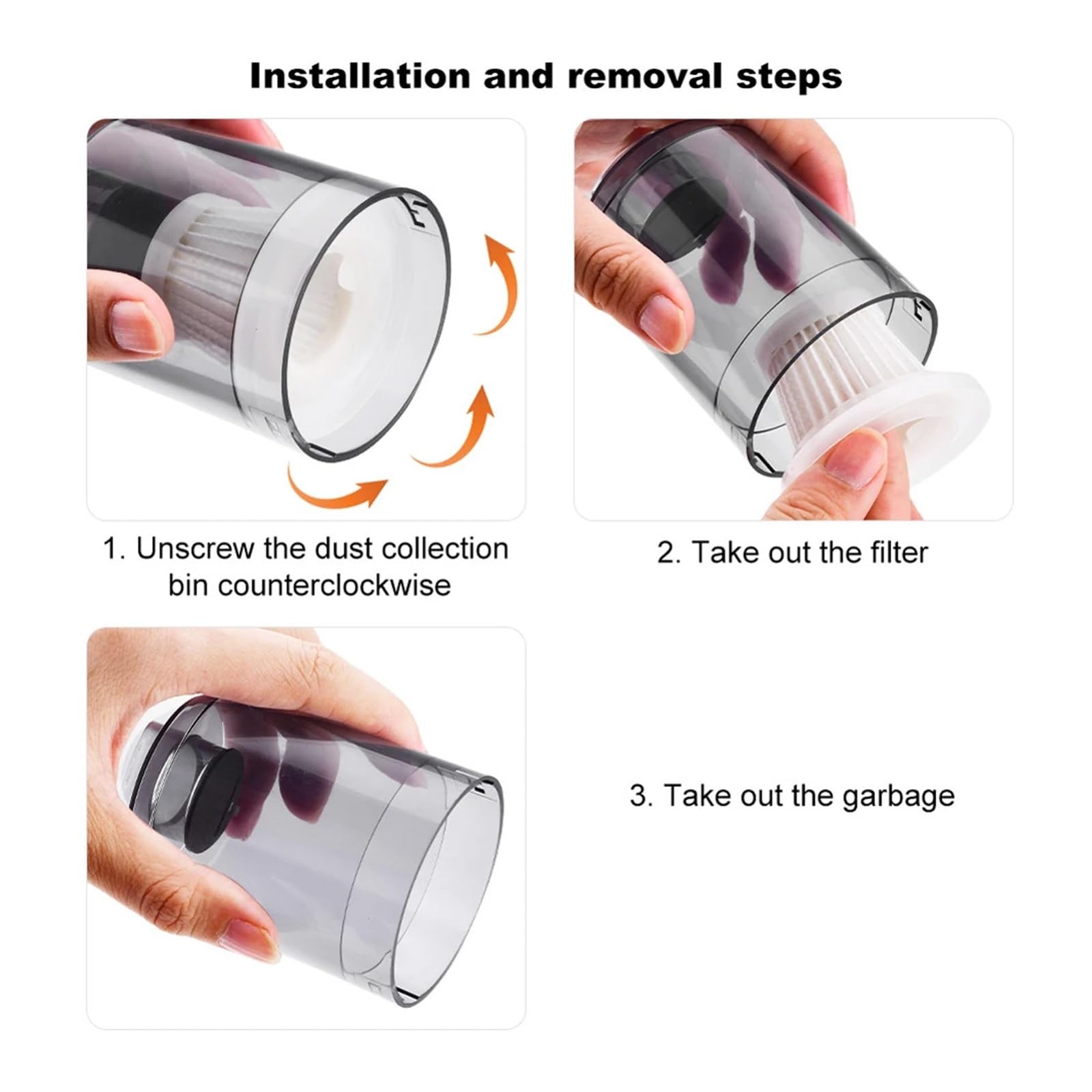 5 uds Filtro de aspiradora de Coche Lavable HEPA Filtro de vacío de Coche Cartuchos de aspiradora portátil Accesorios for aspiradoras de Coche(2pcs)