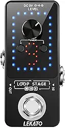 LEKATO Pedal de efeito de guitarra, looper pedal, afinador, função loop, estação de loop, 9 voltas, 40 minutos de tempo de gravação com cabo USB para baixo elétrico