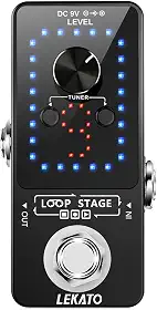 LEKATO Pedal de efeito de guitarra, looper pedal, afinador, função loop, estação de loop, 9 voltas, 40 minutos de tempo de gravação com cabo USB para baixo elétrico