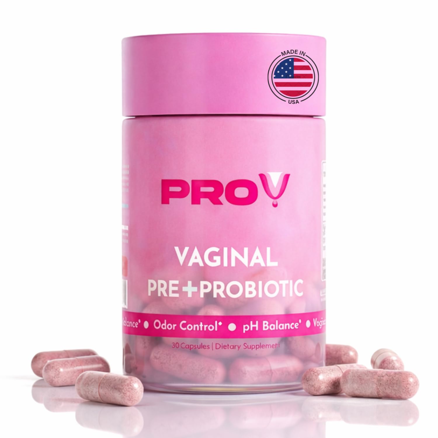 Vaginal Probiotics for Women with Prebiotics &amp; Cranberry, Feminine Wellness &amp; pH Balance Support with Lactobacillus &amp; Bifidobacterium | 30 Count | Pro-V