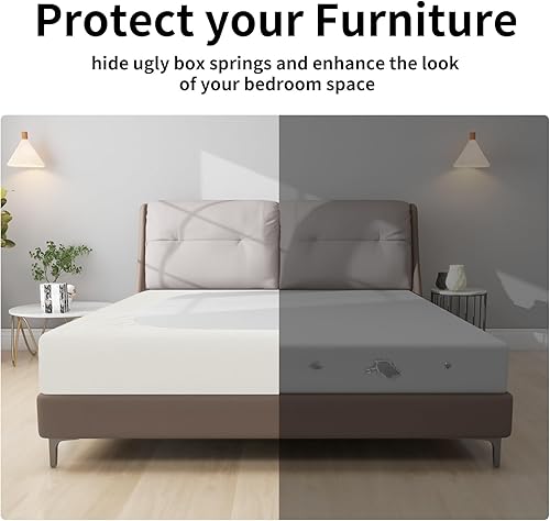 Miniatura 3 de Easy-Going Funda de somier, tamaño Queen, elástica en 4 direcciones, suave y elástica, con banda envolvente de 4 lados, color marfil