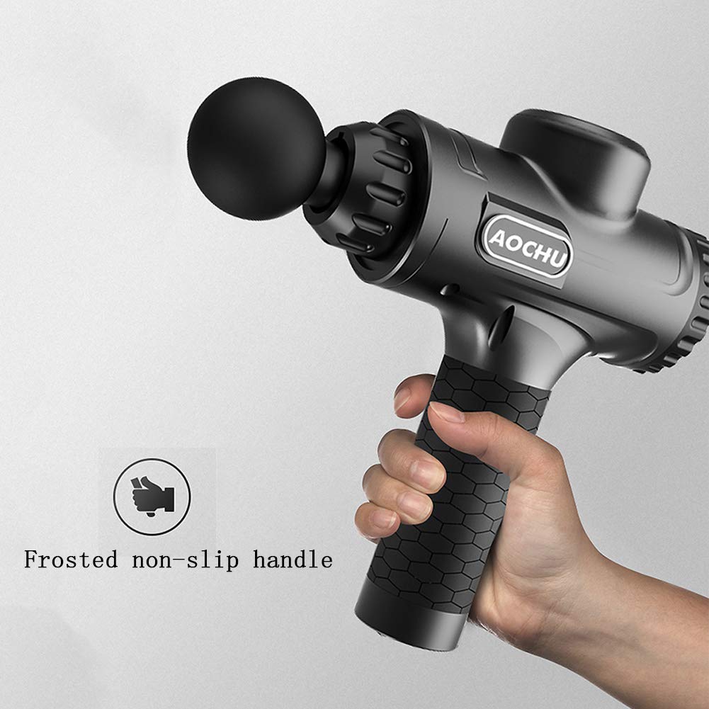 Pistola De Masaje, Dispositivo De Masaje Portátil con 5 Cabezales De Masaje, 5800 RPM 45DB 2500mAh Pistola De Fascia Ajustable De 4 Velocidades con 4 Cabezales De Masaje, Pantalla De Control LCD
